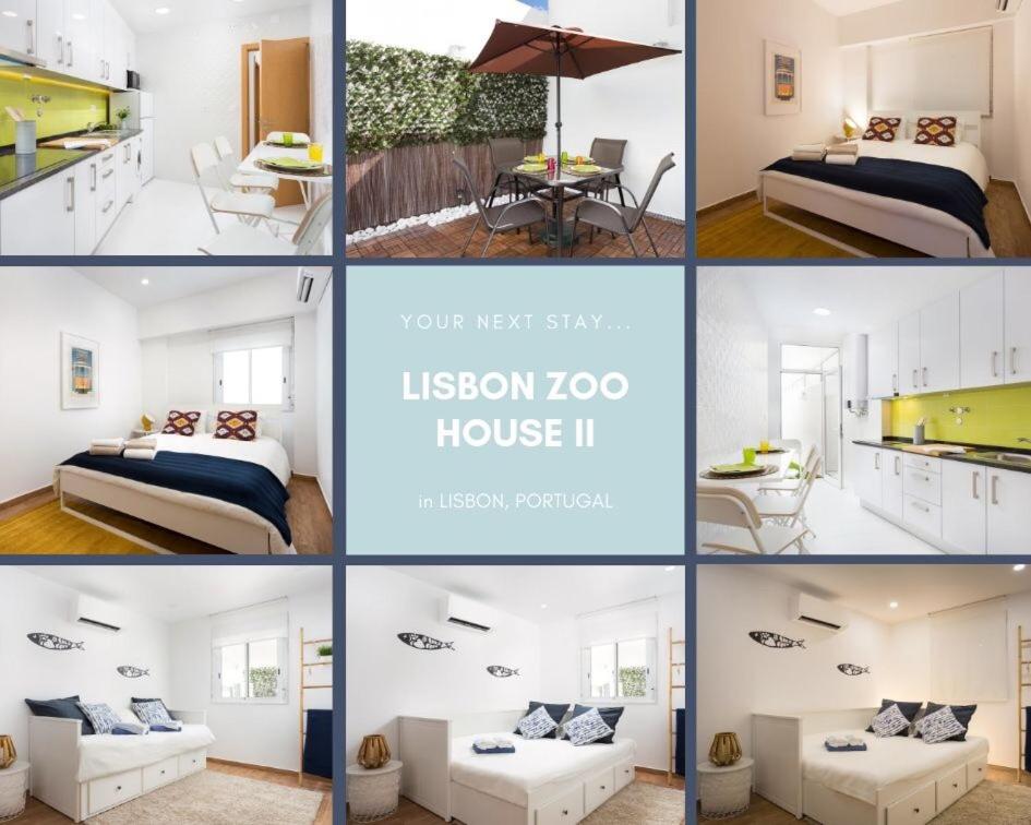 里斯本Lisbon Zoo House II的卧室和房子照片的拼合