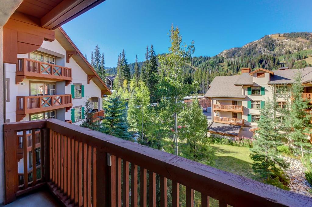 索利图德Powderhorn Lodge 408: Rustic Mountain Suite的从度假村的阳台上可欣赏到风景。