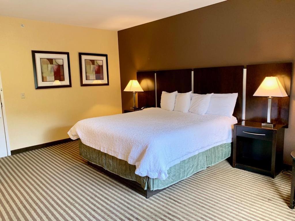 哈姆登惠特尼宾馆及套房的酒店客房设有一张大床和两盏灯。