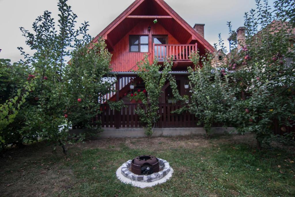 科瓦斯纳Dobra Haz的院子里有狗的红色小房子