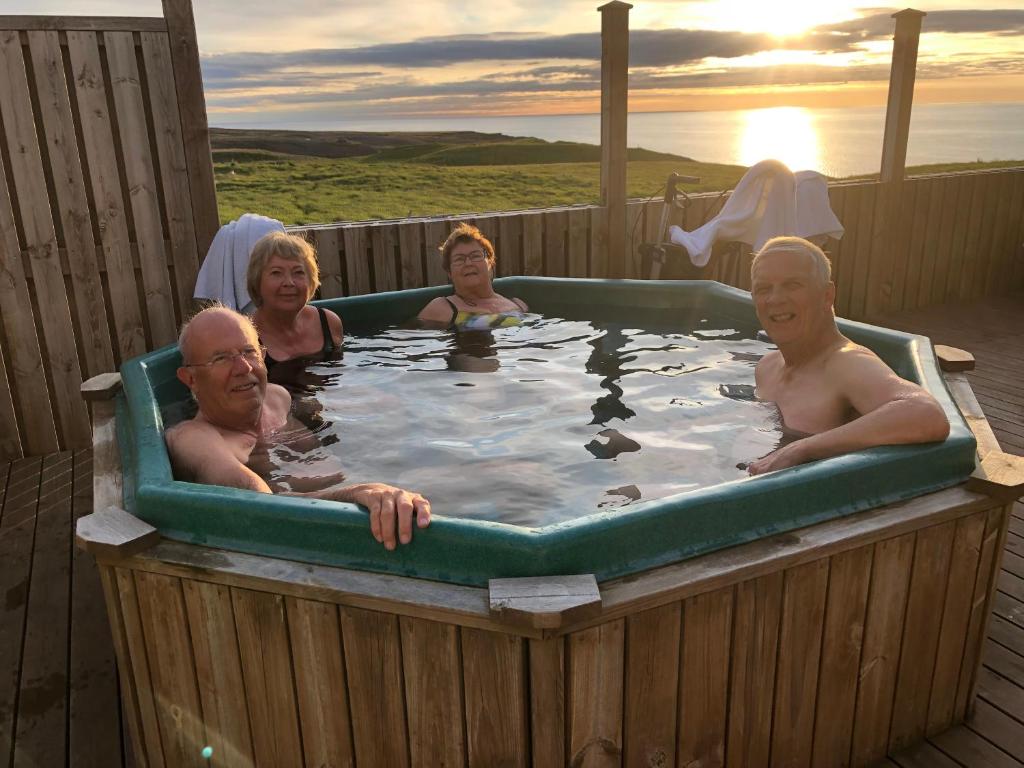 Reykjarholl吉姆波宾馆的一组人在按摩浴缸里