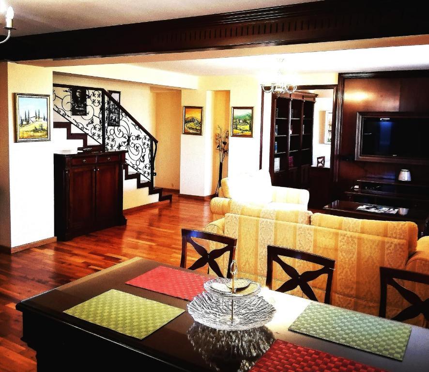 蒂米什瓦拉Penthouse Renașterii Amazonia的客厅配有沙发和桌子