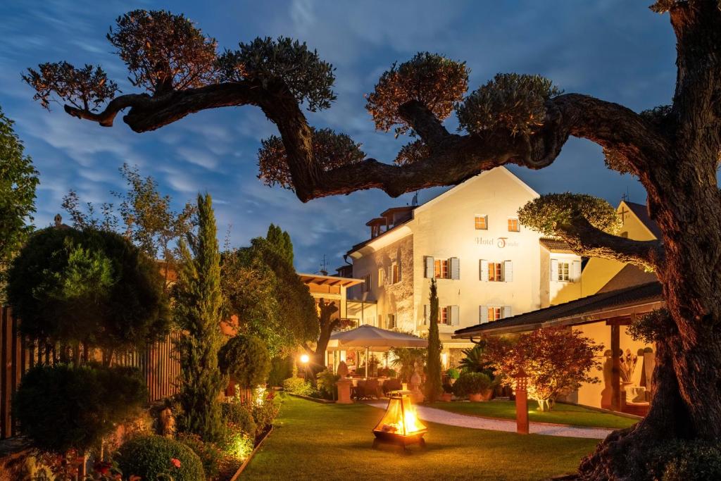 布列瑟农特劳伯酒店的夜晚酒店与树的景观