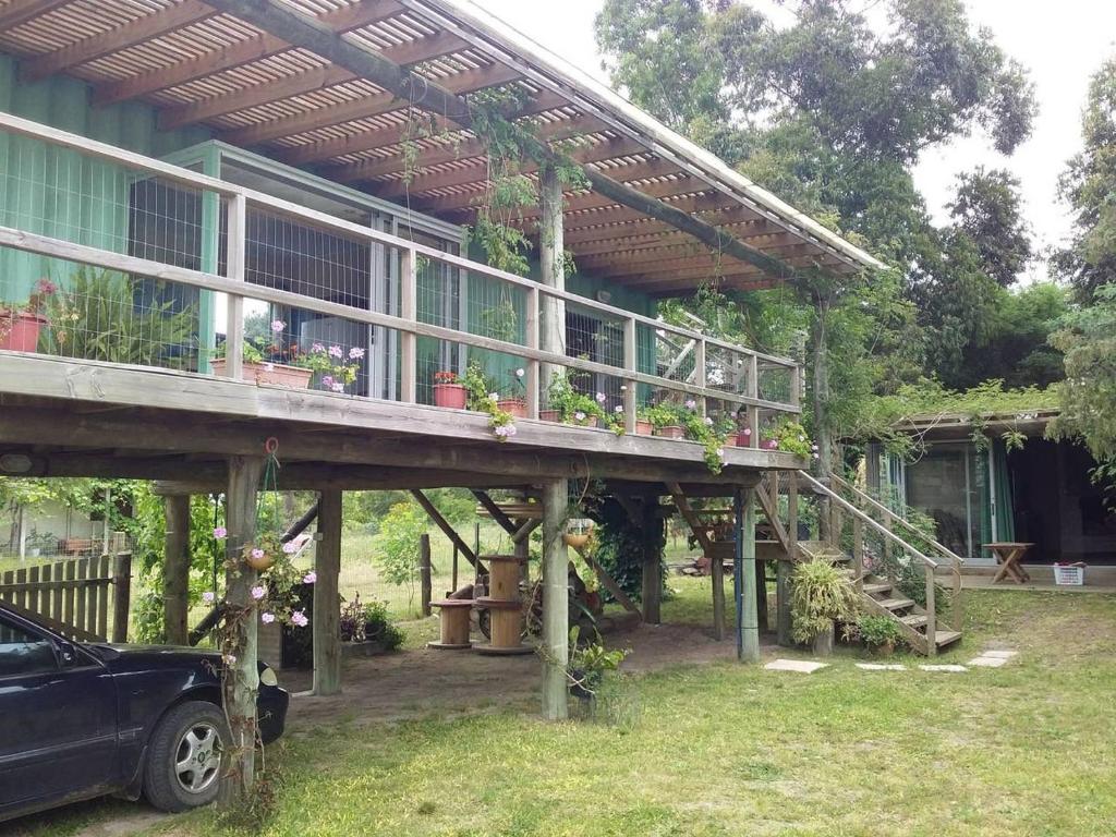 罗恰Naturaleza pura的一座房子,上面有盆栽植物