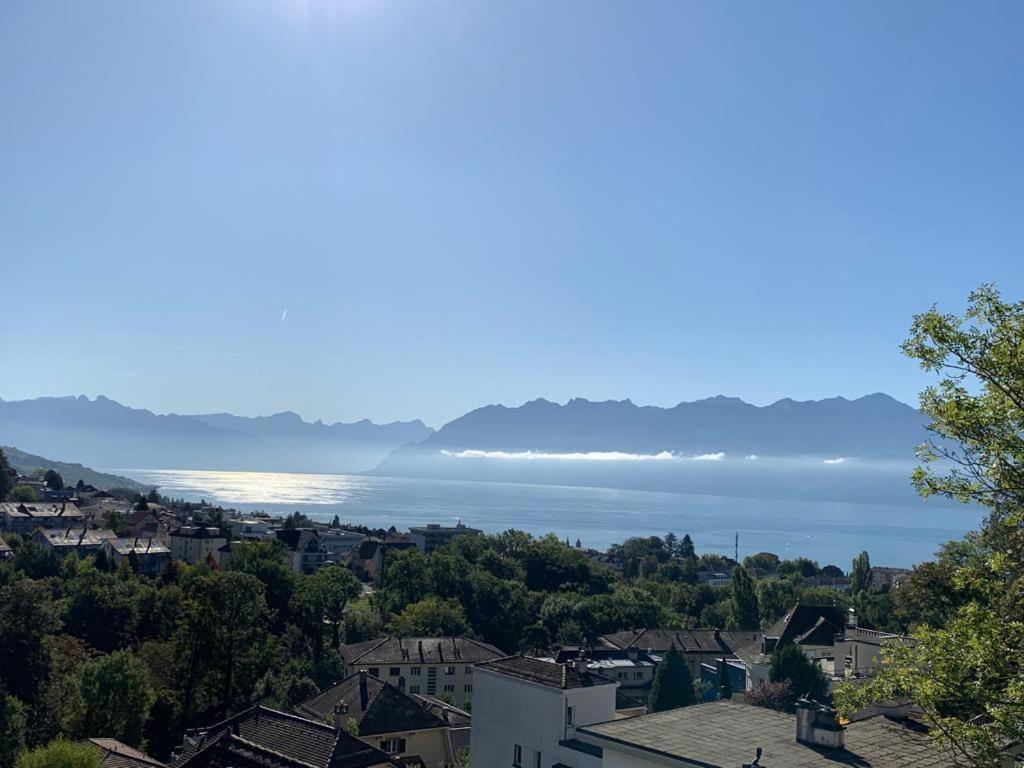 洛桑New Luxury Lake view Apartment - Lausanne的享有城市湖景