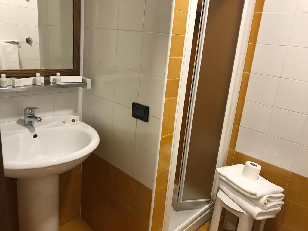卡索里亚芙萝娅酒店的一间带水槽和淋浴的浴室