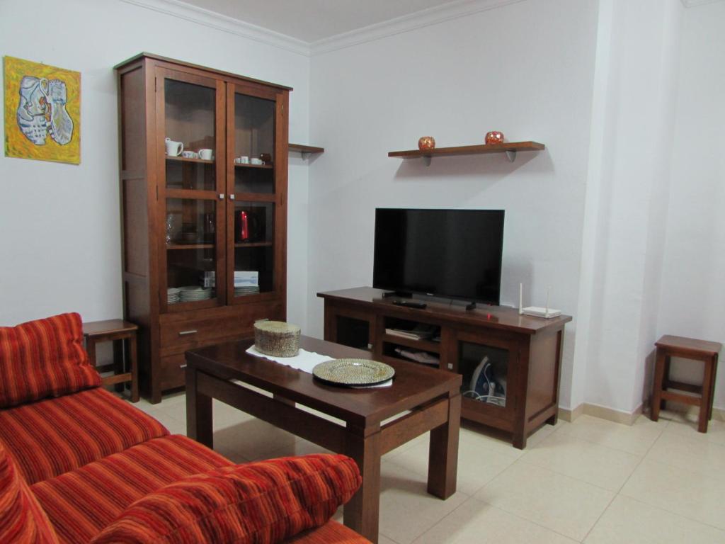 加鲁查Garrucha Apartment的带沙发和电视的客厅