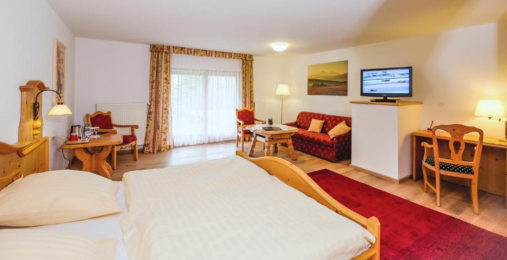 哈茨山区黑尔茨贝格海泽尔酒店的酒店客房设有床和客厅。