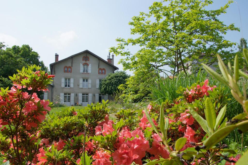 圣瑞尼安克洛斯德拉缪斯住宿加早餐旅馆的花园中种满鲜花的房子