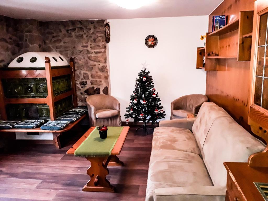 索拉加萨斯达洛奇亚住宿加早餐旅馆的带沙发和圣诞树的客厅