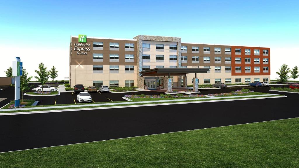 达拉斯Holiday Inn Express & Suites Dallas NE Arboretum的医院前停车场的 ⁇ 染