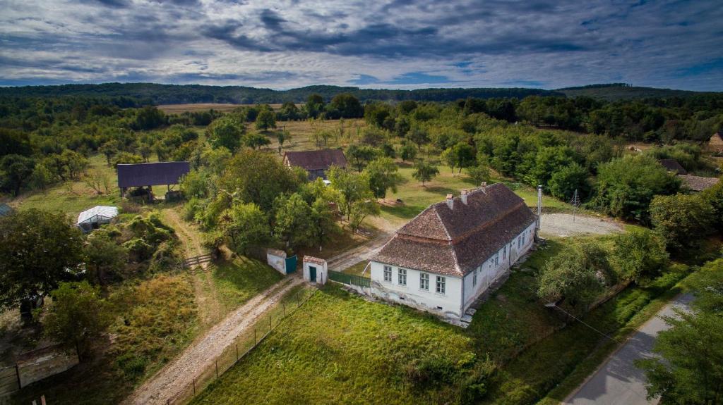 BărcuţKinderuni Bekokten的屋顶房屋的空中景致