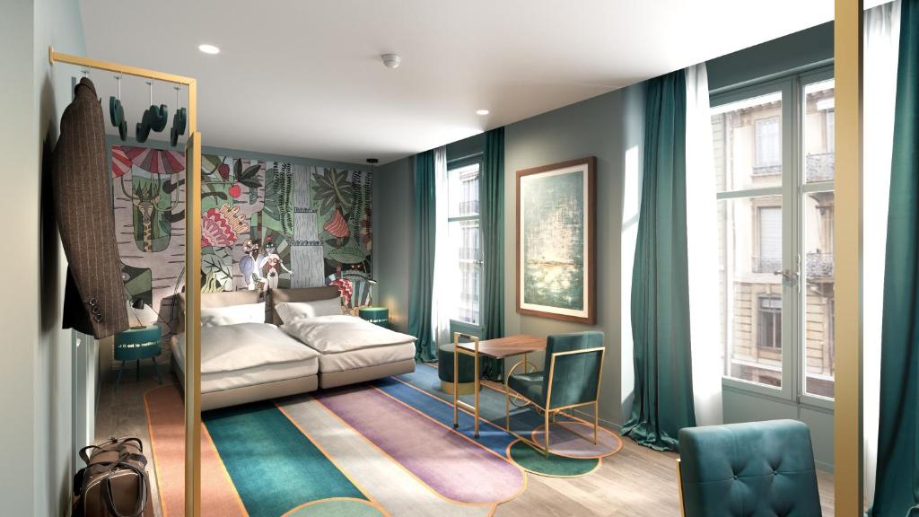 日内瓦Marmont Hotel的客厅配有沙发和桌子