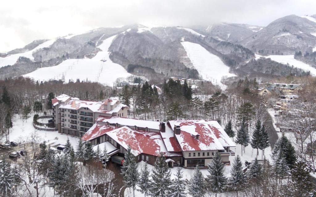 白马村东急白马度假酒店的雪覆盖的山间度假村