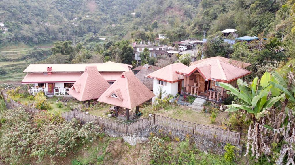 巴纳韦Baleh Boble Guesthouse的村里山丘上的一群房子