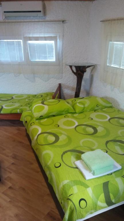 蒂瓦特Petkovic Apartmani 1的房间里的床上绿毯