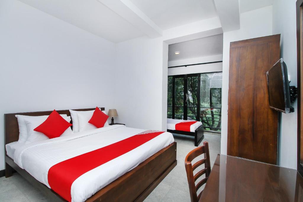 努沃勒埃利耶Delphin Hotel的一间卧室配有一张床和一台电视。