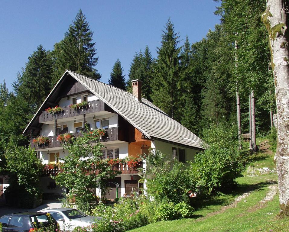 博希尼Accommodation Destina, LAKE BOHINJ的带阳台的房子