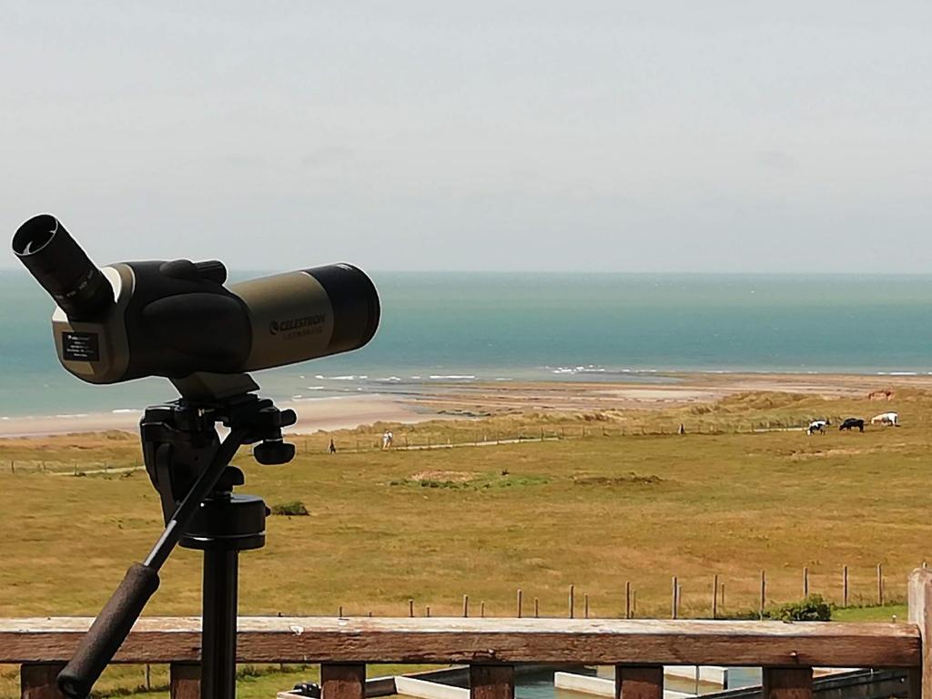 维姆勒La Naturelle Duplex 90的望着大海的栅栏上的望远镜