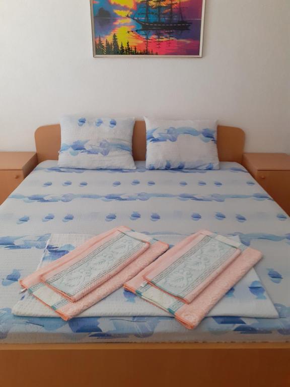 佩斯塔尼Apartmani BAKULE的床上有两条毛巾