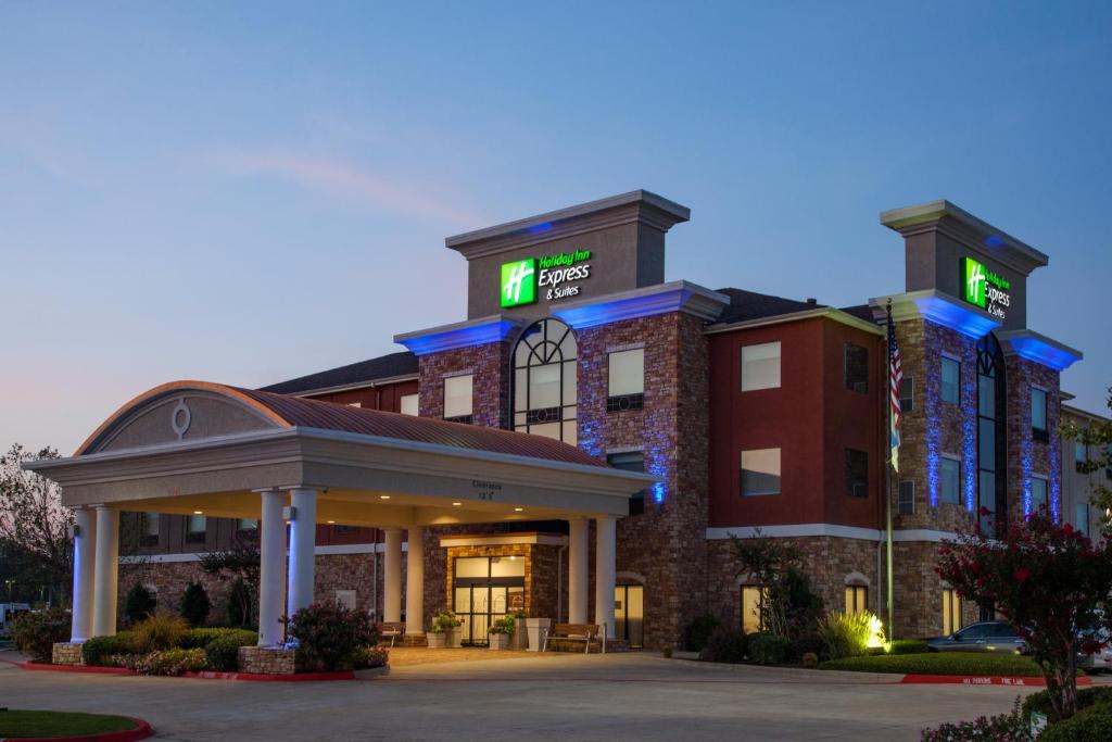 特克萨卡纳-德克萨斯Holiday Inn Express & Suites Texarkana, an IHG Hotel的前面有标志的酒店