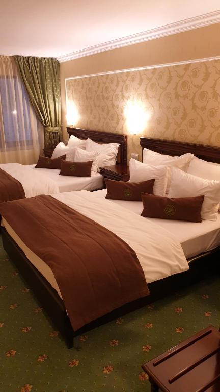 Bradu凡塔尼塔海度库酒店的酒店客房带两张床,带棕色和白色枕头