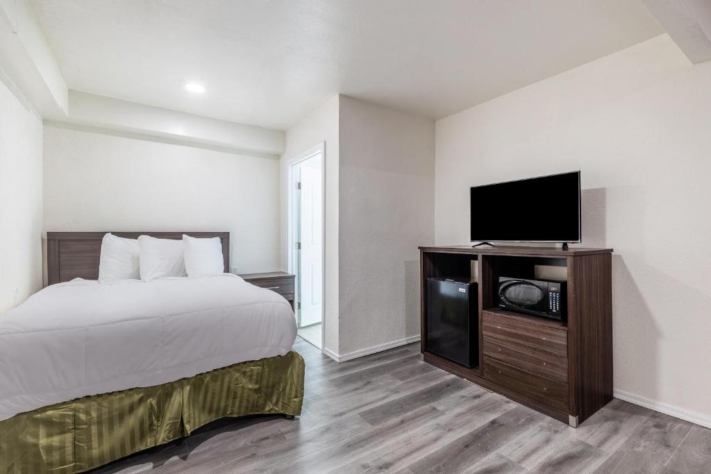 针城Econo Lodge的配有一张床和一台平面电视的酒店客房