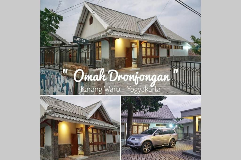 日惹Omah Dronjongan Homestay Yogyakarta的房屋三张照片的拼贴