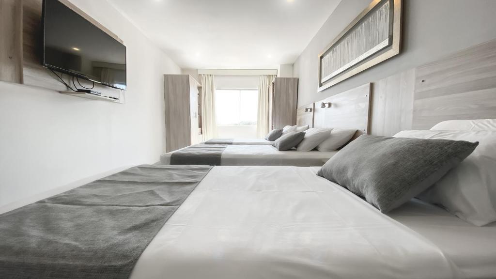 亚松森丹尼里亚松森酒店 的客房设有四张床和平面电视。