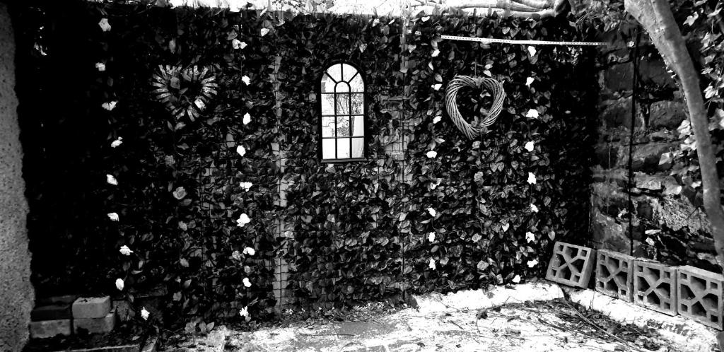贝尔法斯特BELFAST COSY CABIN的一面带窗户的石墙