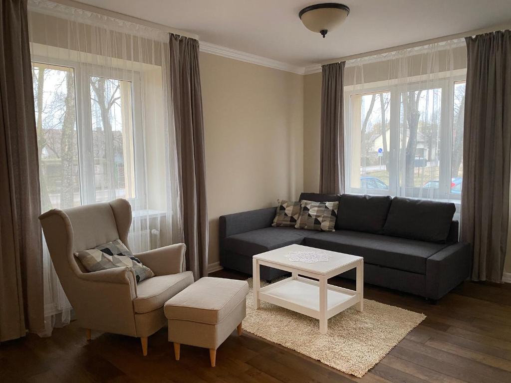 凯代尼艾Studio flat in Kedainiai的客厅配有沙发和椅子