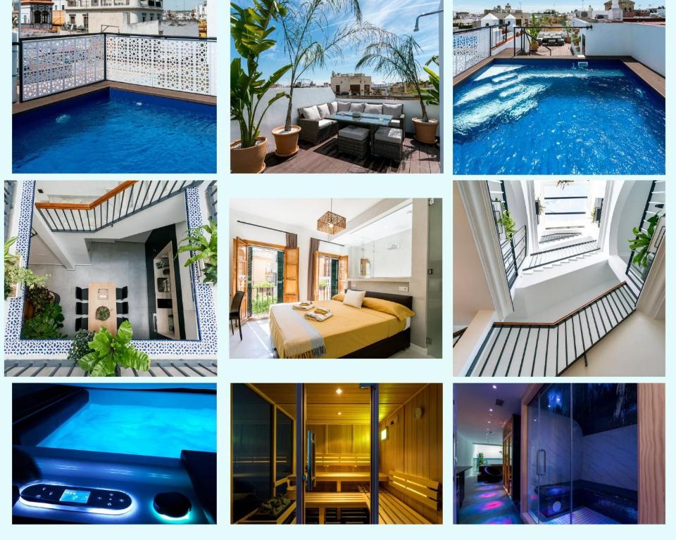 塞维利亚Unique House - Private SPA&Pool -StayInSeville的一张带游泳池的酒店照片