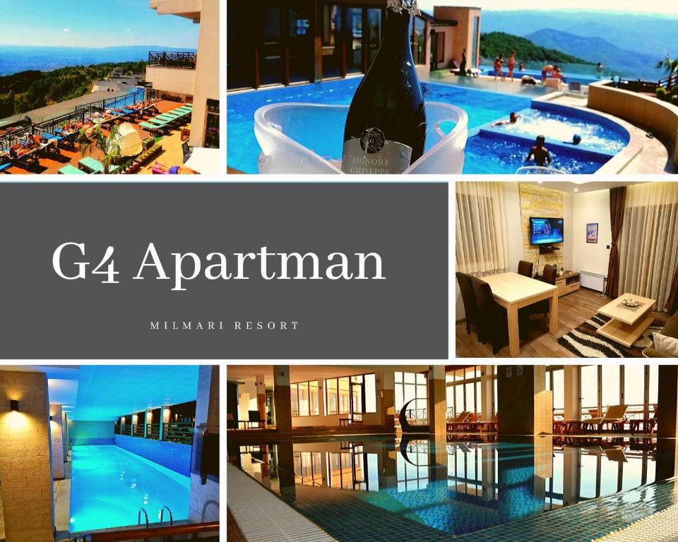 科帕奥尼克G4 Apartment Milmari的一张酒店照片的拼贴画,上面有一座游泳池