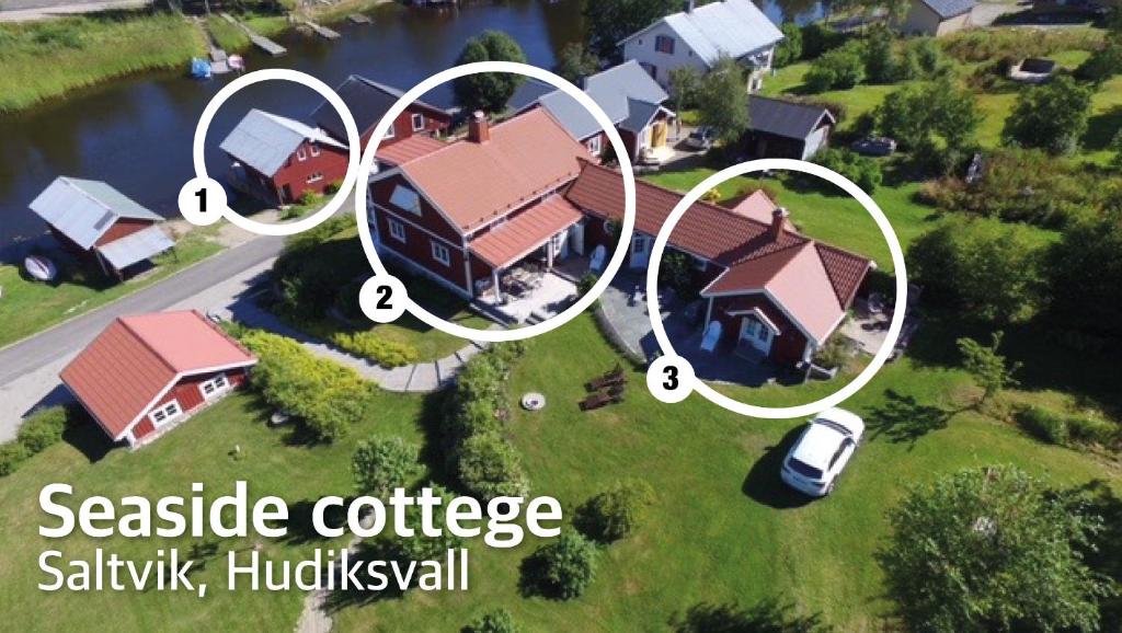 胡迪克斯瓦尔Seaside Cottage Nr 3, Saltvik Hudiksvall的隐秘小屋的空景