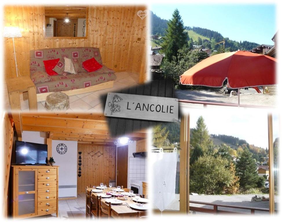 雷加霍斯达哈施Demi-Chalet l'Ancolie -- Prox pistes的客厅房子的照片拼合