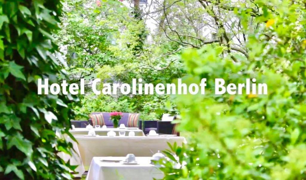 柏林卡罗琳彩云之南酒店的花园里的几张桌子