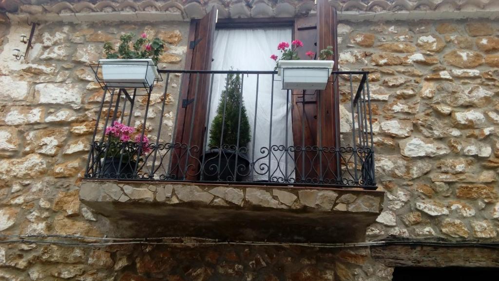 BelCasa Leonor的窗户,阳台上装有鲜花