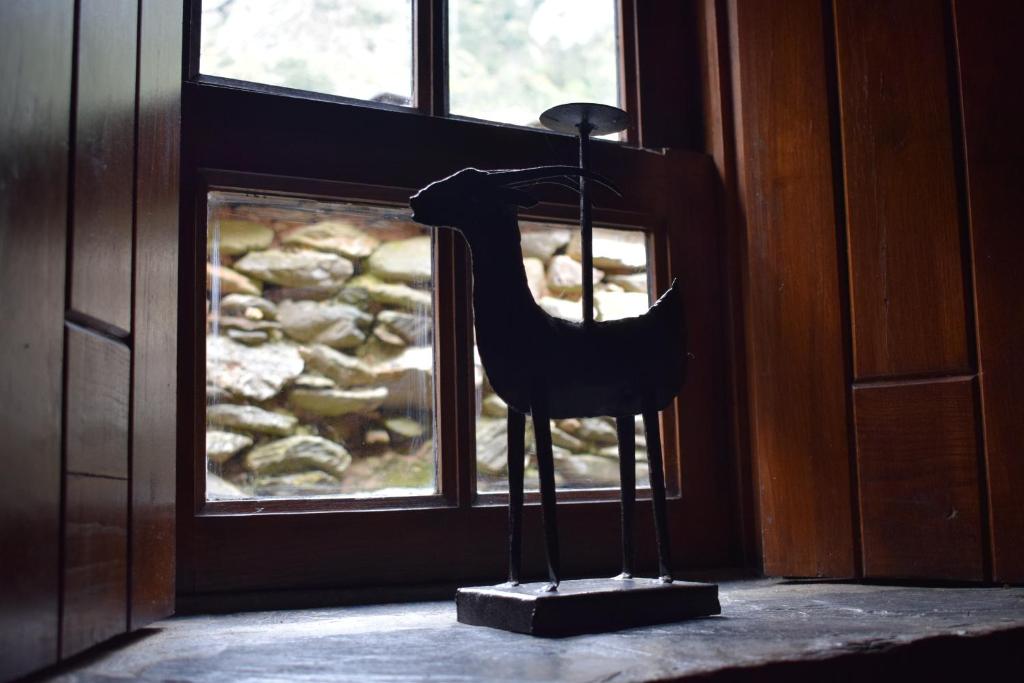 戈伊什Casa da Cerejinha的坐在窗前的椅子