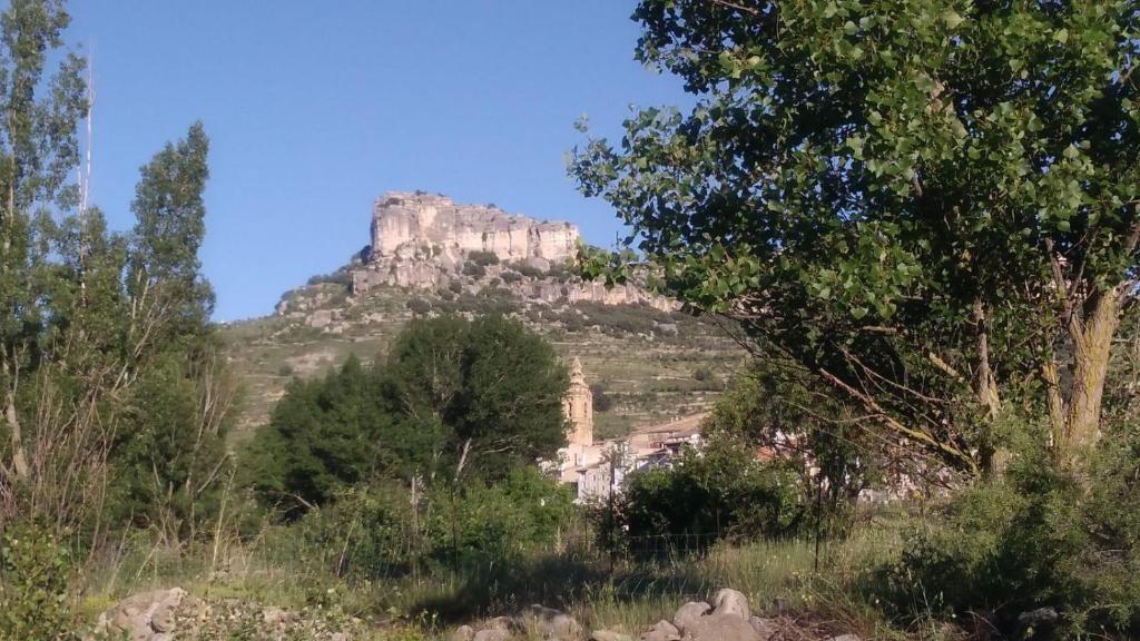 ForcallLa Caseta的山顶上树木繁茂的城堡