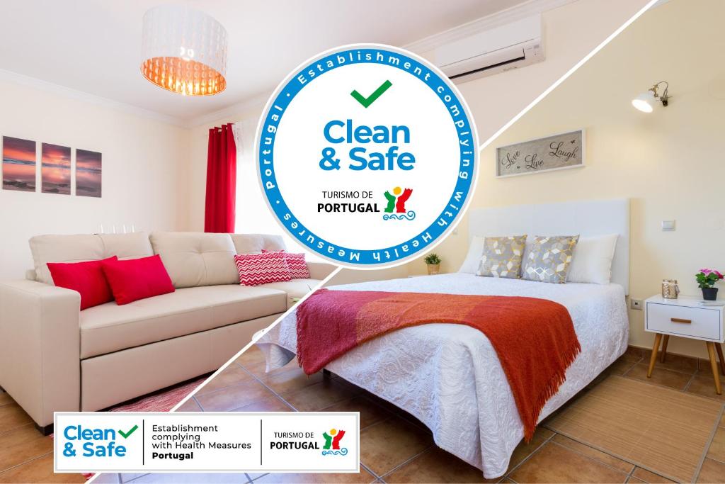 拉戈斯Casa Lagos的卧室里一个干净而安全的标志