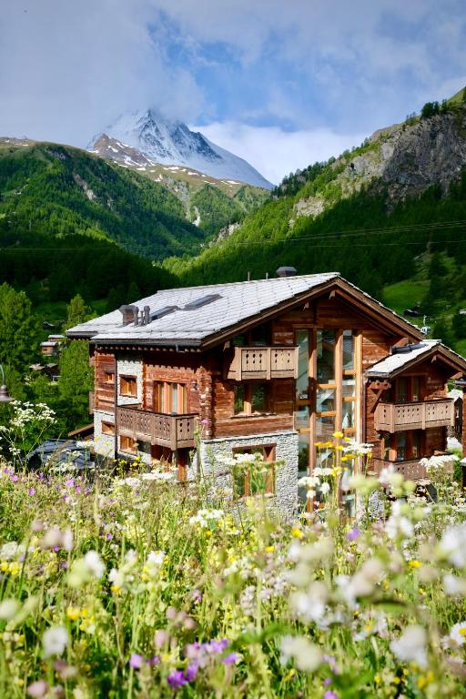 采尔马特高山天堂酒店的一座山地木屋