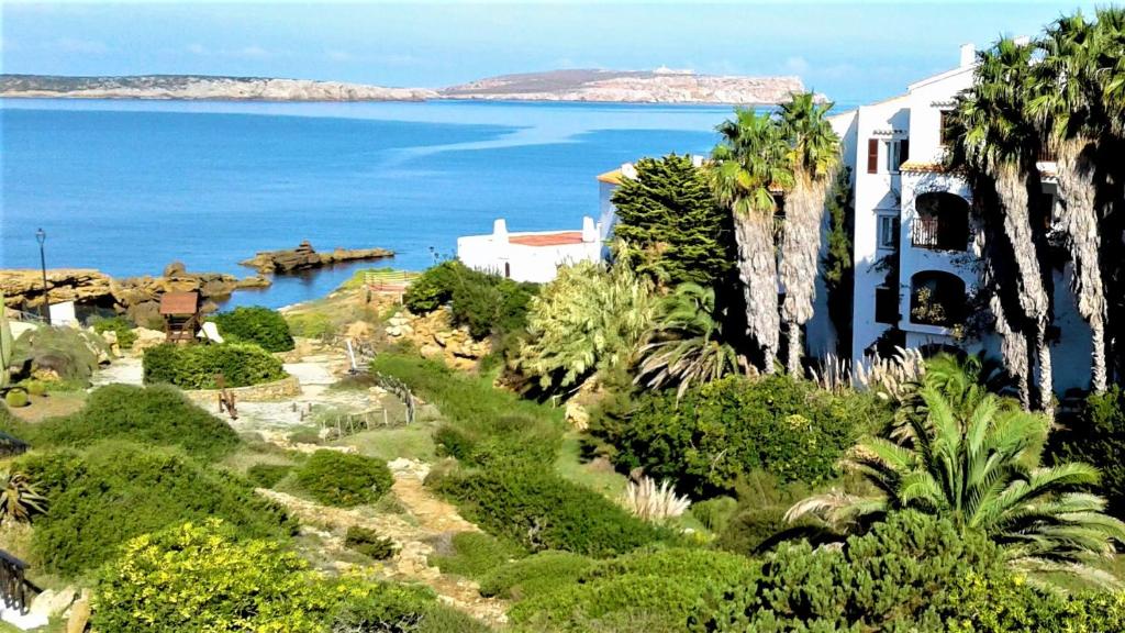 福尔内利斯Casa Cristalina Menorca的房屋和海洋的空中景致