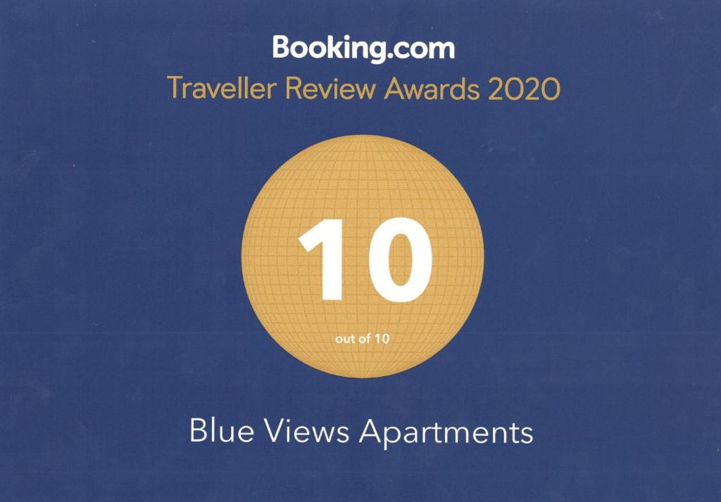 普拉夫Guest House Blue Views的一张带有黄色圆圈的海报,上面有10个