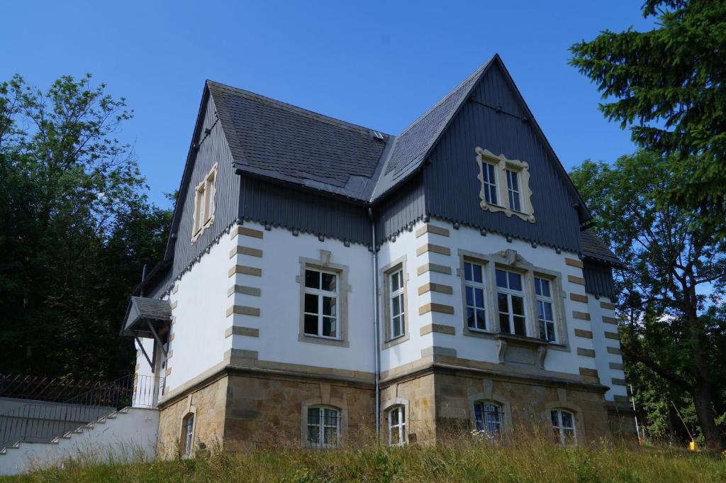 库罗阿尔滕堡Villa Unger的黑色屋顶的旧房子
