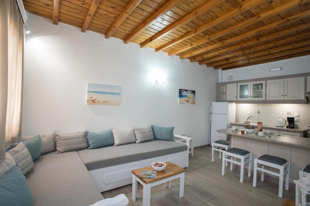 奥诺斯费罗西尼亚公寓的带沙发的客厅和厨房
