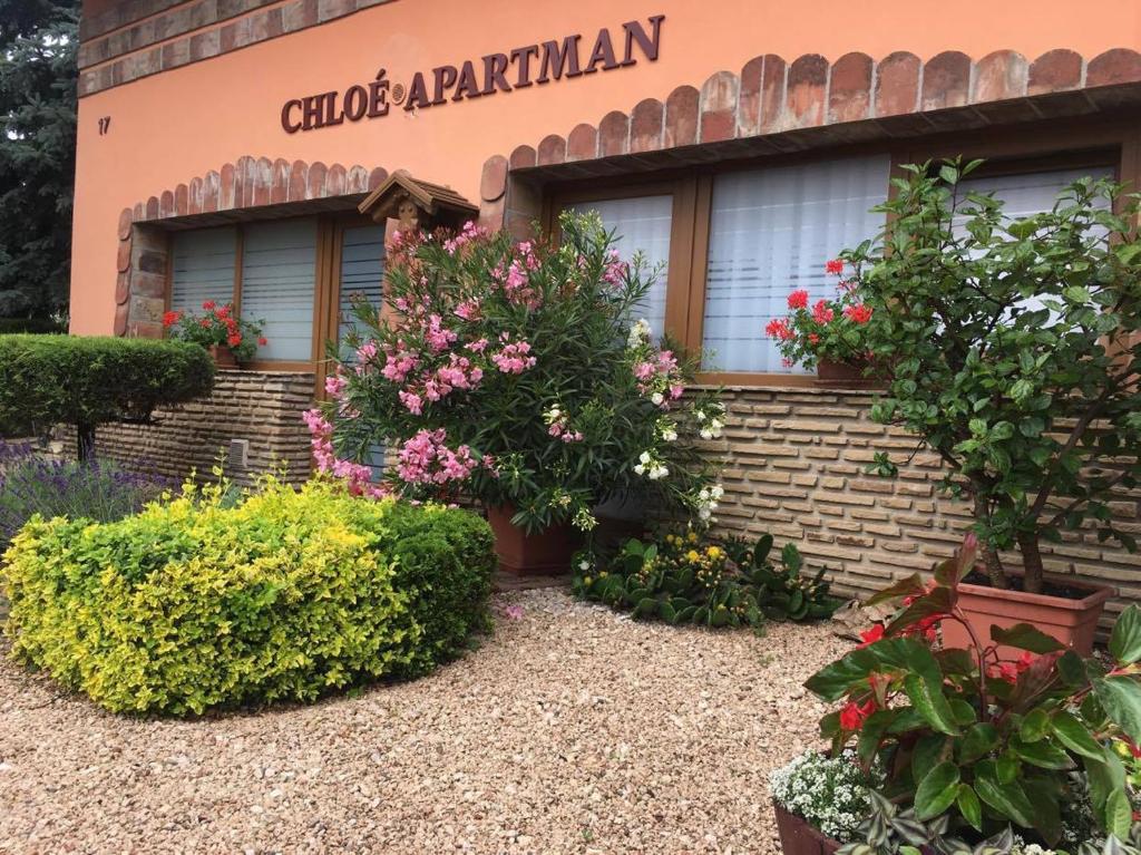 锡盖特堡Chloe Apartman的一座有鲜花和植物的建筑