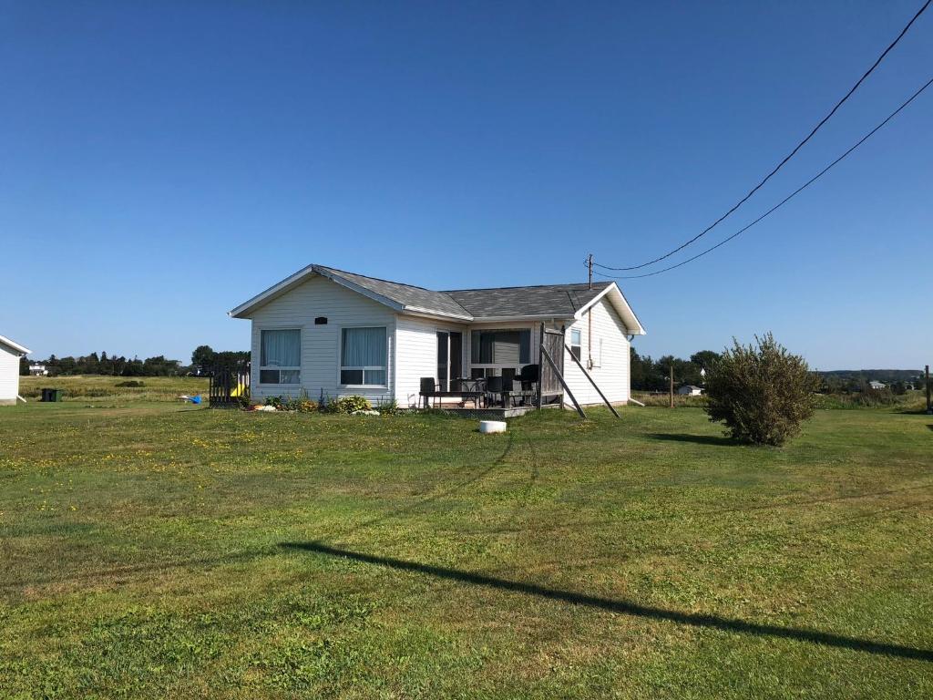 Borden-CarletonAmherst Cove Cottage # 5的草场上的白色小房子