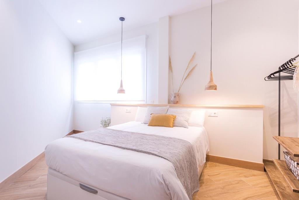 吉塔里亚GETARIA APARTAMENTUAK - Balentziaga的卧室配有一张白色大床