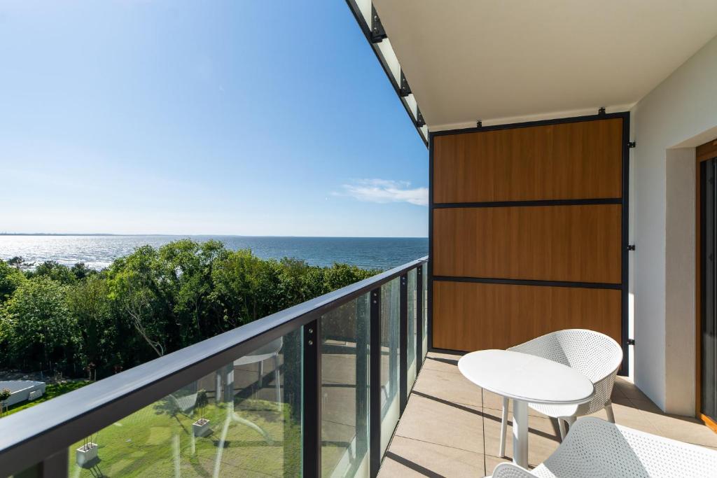 米兹多洛杰Aquamarina Prima Studio with Sea View by Renters的海景阳台。