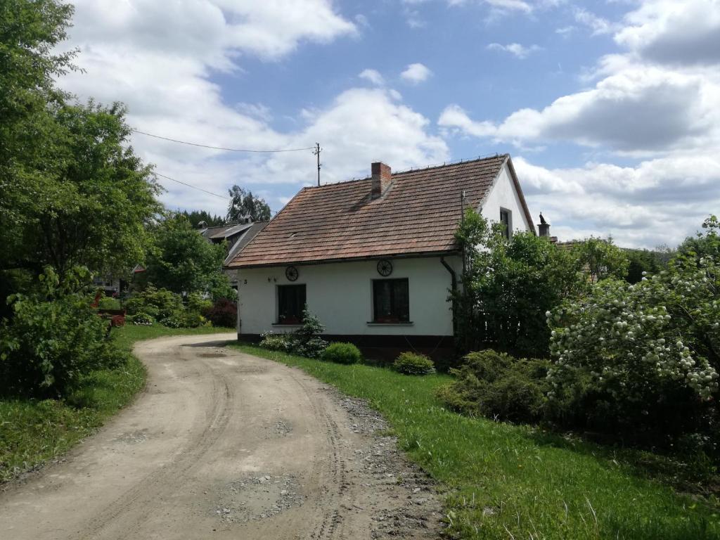 卢托维斯卡Sopatka的土路上的白色小房子